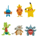 Pokémon - Pack 6 figurines Battle Figure Set Arcko, Poussifeu, Gobou, Griknot, Pikachu, Osselait