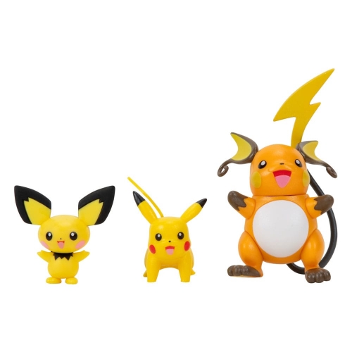 Pokémon - Pack 3 figurines Select Evolution Pichu, Pikachu, Raichu