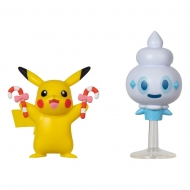 Pokémon - Pack 2 figurines Battle Figure Set Edition de Noël : Pikachu, Sorbébé