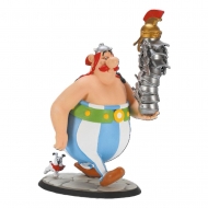 Asterix - Statuette Obelix avec une pile de casques romains et Idéfix 21 cm
