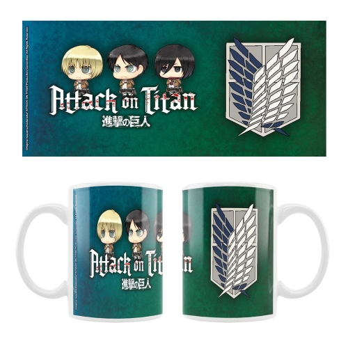 L'Attaque des Titans - Mug céramique Eren, Mikasa & Armin Chibi Style