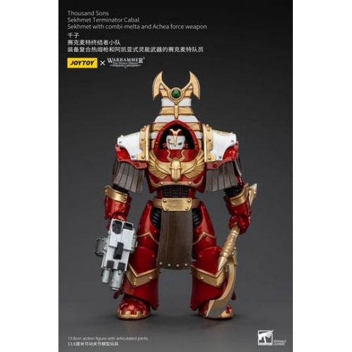 Warhammer - Figurine 1/18 Thousand Sons Sekhmet Terminator Cabal Sekhmet avec Combi-Melta and Achea Force Weapon 14 cm