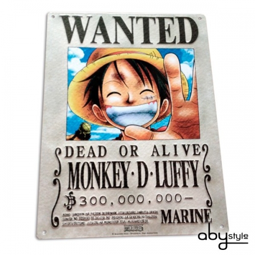 ONE PIECE Plaque métal Luffy Wanted (28 x 38 cm)