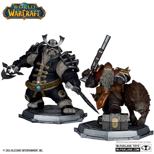 World of Warcraft - Pack 2 statuettes 1/12 Dwarf Hunter: Beast Master & Pandaren: Monk (Gold Label) 15 cm