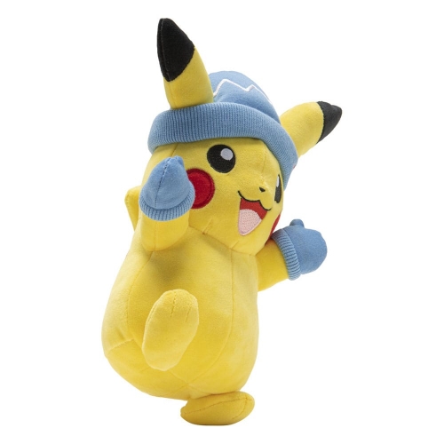 Pokémon - Peluche Pikachu avec bonnet d'hiver et mitaines 20 cm