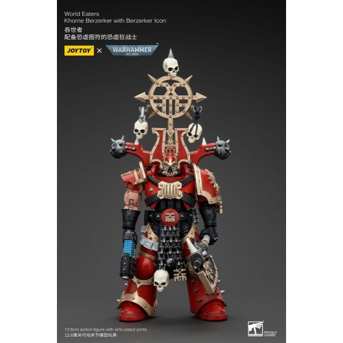 Warhammer 40k - Figurine 1/18 World Eaters Khorne Berzerker avec Berzerker lcon 13 cm